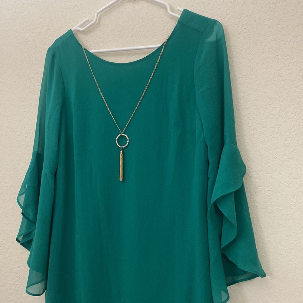 🍀lovely chiffon dress with decorate necklace
